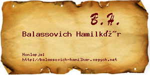 Balassovich Hamilkár névjegykártya